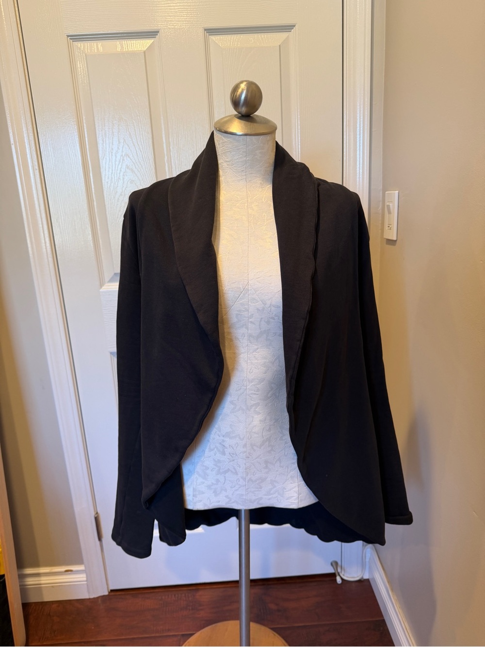 James Perse Sample Black Draped Open-Front Women's Jacket Sz S/M